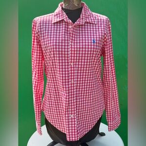 Polo Ralph Lauren Boys Fuchsia Pink & White Gingham Button-Down Shirt – Size 14